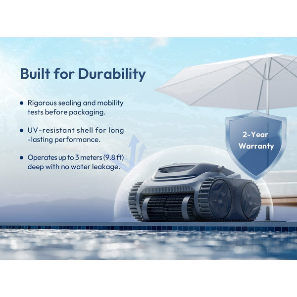 Bubot 700 Pool Cleaner Robot, Robotic Cordless Pool Vacuum w/Superior Suction, 210-Min Runtime Triple Motors, Smart Navigation, APP Control（Silver）