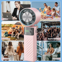 Juyafio Cutting-Edge Tech with 199 Speed Cooling Portable Small Fan&Handheld Fan,Foldable Desktop Fan,4000mAh, USB Rechargeable And Quiet Personal Fan For Home, Office, Travel & Outdoor Use (Pink)