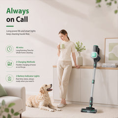 Prettycare Cordless Vacuum Cleaner,30Kpa 40min 6-in-1 Upright Stick Vacuum Cleaner for Pet Hair Carpets Floors with LED light