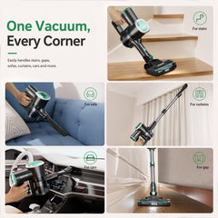 Prettycare Cordless Vacuum Cleaner,30Kpa 40min 6-in-1 Upright Stick Vacuum Cleaner for Pet Hair Carpets Floors with LED light